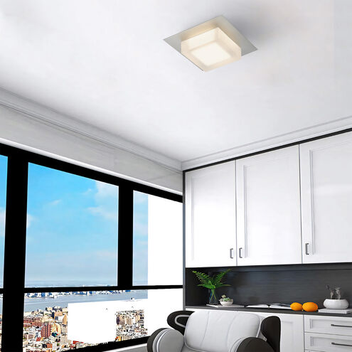 Foursquare LED 8 inch Brushed Stainless Steel Outdoor Flush Mount